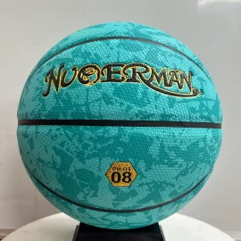 Wholesale Pu Basketball with Blue-Green Camouflage Pattern