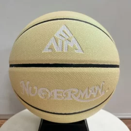 Custom Basketballs with Yellow Illuminating Design, PU Basketballs Wholesale